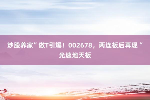 炒股养家”做T引爆！002678，两连板后再现“光速地天板