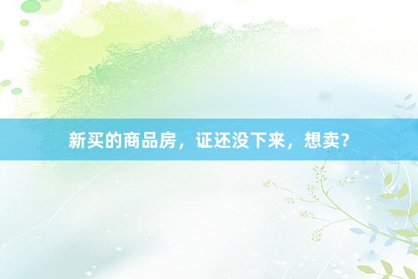 新买的商品房,证还没下来,想卖?