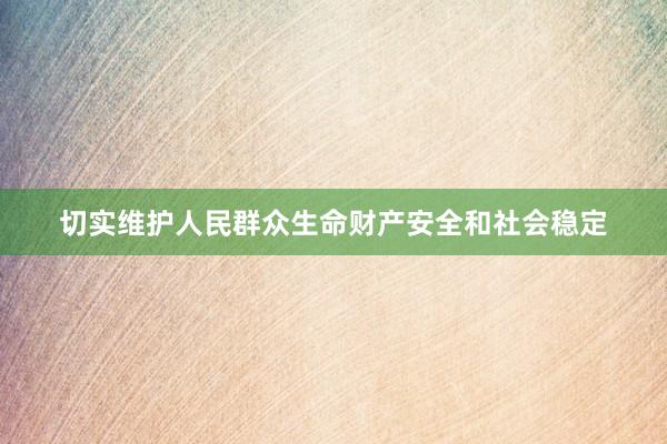 切实维护人民群众生命财产安全和社会稳定