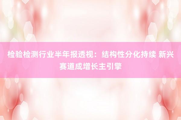 检验检测行业半年报透视:结构性分化持续 新兴赛道成增长主引擎