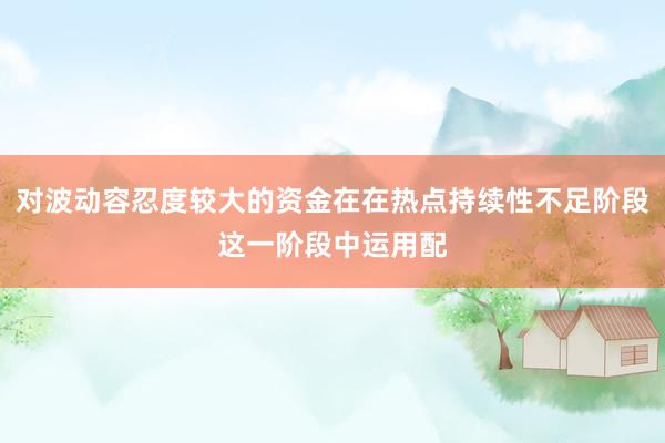 对波动容忍度较大的资金在在热点持续性不足阶段这一阶段中运用配