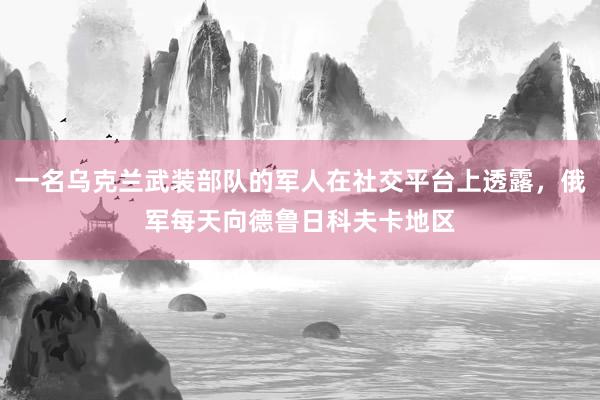 一名乌克兰武装部队的军人在社交平台上透露,俄军每天向德鲁日科夫卡地区