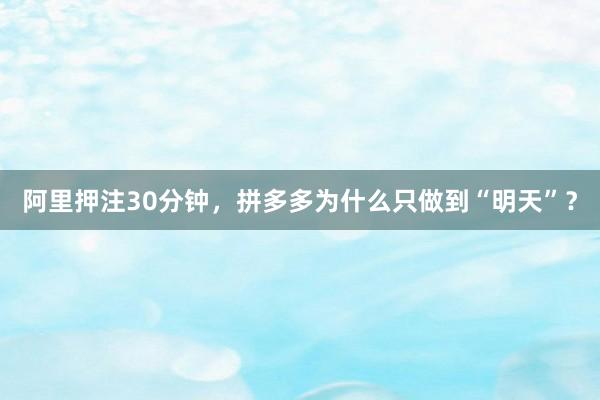 阿里押注30分钟,拼多多为什么只做到“明天”?