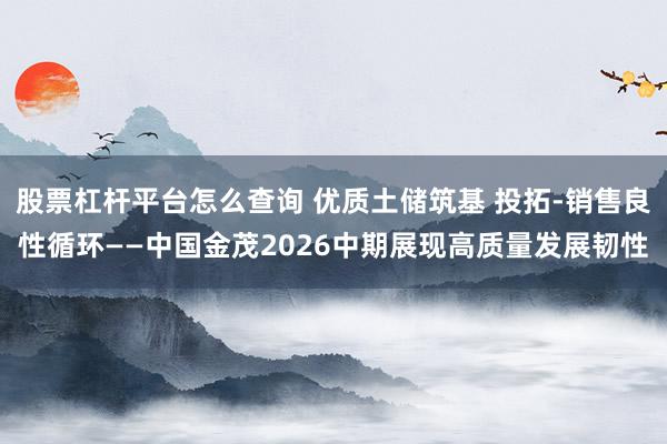 股票杠杆平台怎么查询 优质土储筑基 投拓-销售良性循环——中国金茂2026中期展现高质量发展韧性