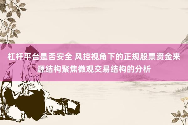 杠杆平台是否安全 风控视角下的正规股票资金来源结构聚焦微观交易结构的分析
