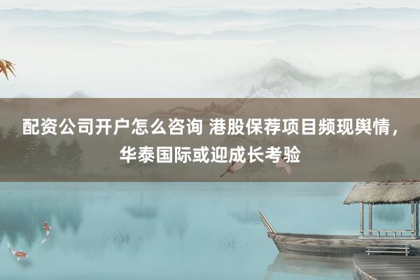 配资公司开户怎么咨询 港股保荐项目频现舆情,华泰国际或迎成长考验
