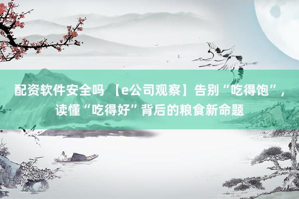 配资软件安全吗 【e公司观察】告别“吃得饱”,读懂“吃得好”背后的粮食新命题