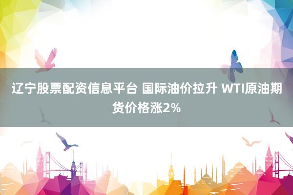 辽宁股票配资信息平台 国际油价拉升 WTI原油期货价格涨2%